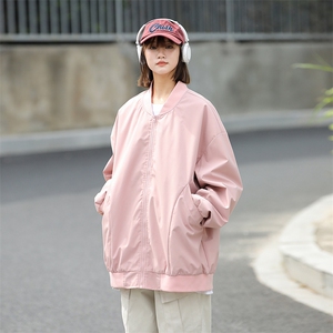 港风二开纯色上衣夹克宽松落肩棒球服冲锋衣外套 JK860 P65图片