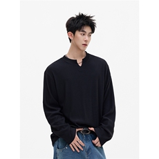 【现货】XZ1218TX204特价P37美式小V领肌理感简约长袖T恤，男装T恤，星座1218（原611-3）