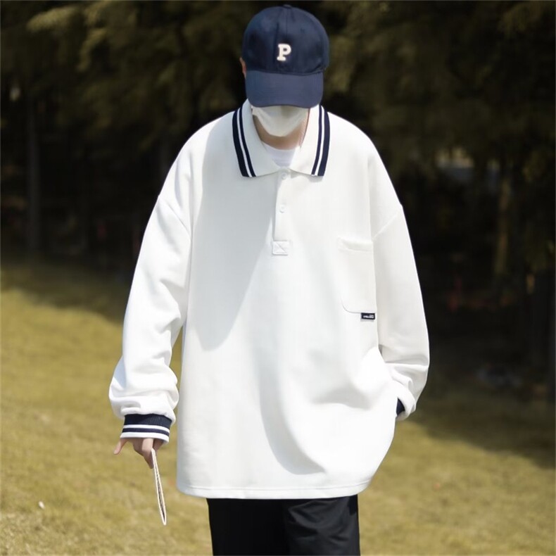 日系cityboy卫衣男春秋季翻领polo衫长袖美式复古外套W5451-P33,男装卫衣,星座512-2