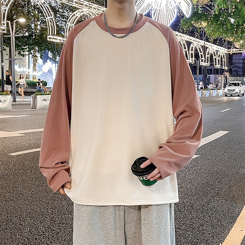 美式圆领卫衣男春秋季潮流宽松撞色插肩长袖外套WY0321-P35,女装短外套,星座308B-2