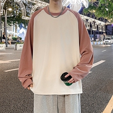 美式圆领卫衣男春秋季潮流宽松撞色插肩长袖外套WY0321-P35，女装短外套，星座308B-2