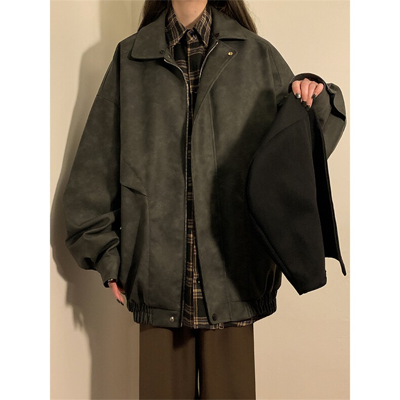 皮衣美式潮牌青少年百搭夹克情侣春装外套XZ102B-1-JK2565P85图片