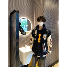 1506-1/JJC0091/P69潮情侣美式植绒刺绣棒球服宽松休闲夹克外套，男装夹克，星座1506-1