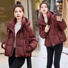 红时尚短款羽绒服女2025冬新款时尚百搭连帽保暖白鸭绒外套，女装羽绒服，拾衣