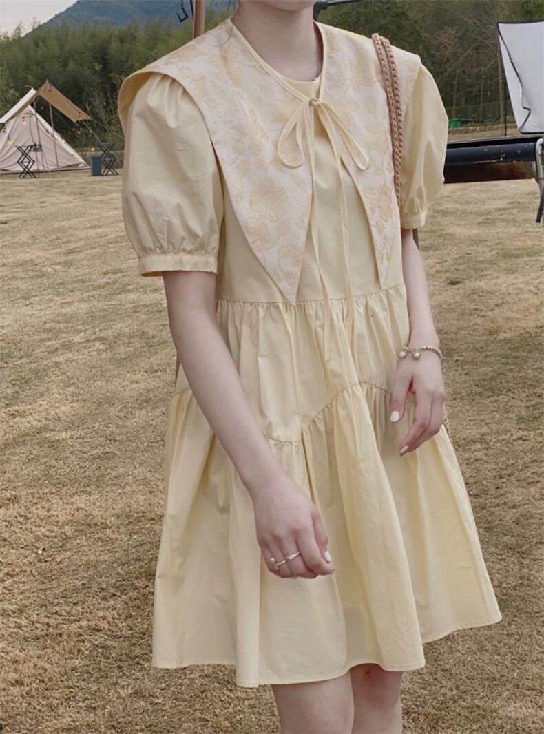披肩两件套连衣裙，女装连衣裙，驿谷