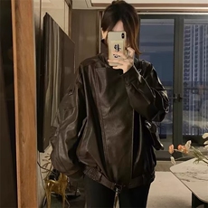美式复古拽姐皮衣夹克机车服外套秋新款宽松百搭PHT121，男装夹克，星座208-5