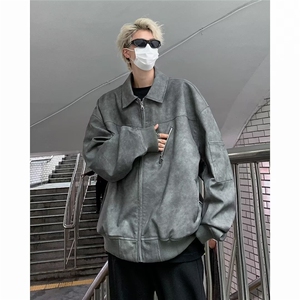 美式复古铆钉夹克男女同款春秋做旧皮衣外套男高级感上衣 J8228图片