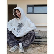 C355-P55长字母美式印花连帽带抽绳卫衣学生男女款带口袋上衣，男装卫衣，星座617A-2