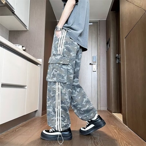 迷彩休闲裤男士韩版潮流高街帅气2024夏季新款ins长裤K5165-P51