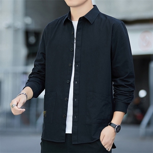 新款男士纯棉工装衬衫 宽松版长袖衬衣男外套2228---p45图片