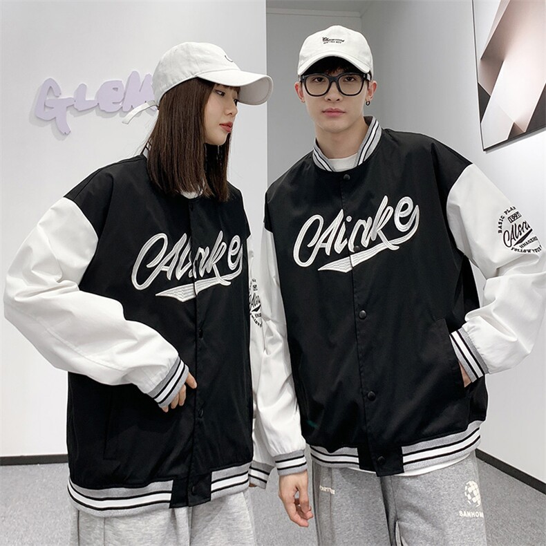 XZ214-8JK6610P65港风拼接棒球服男刺绣情侣外套宽松百搭夹克,男装夹克,星座1204-3