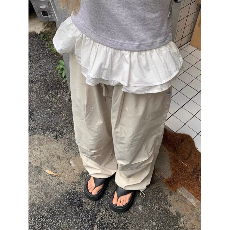 新款宽松休闲裤男韩版潮流百搭裤子夏季薄款坠感阔腿拖地长裤,男装休闲裤,四季星座505