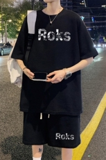 ！2025夏季新款男士华夫格短袖T恤套装学生一套HTZ117P50，男装T恤，电商B220