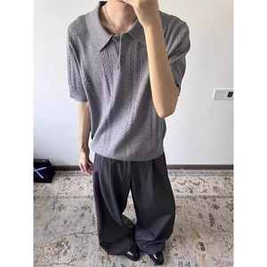 麦穗肌理POLO针织短袖男款夏美式文艺潮流新款图片