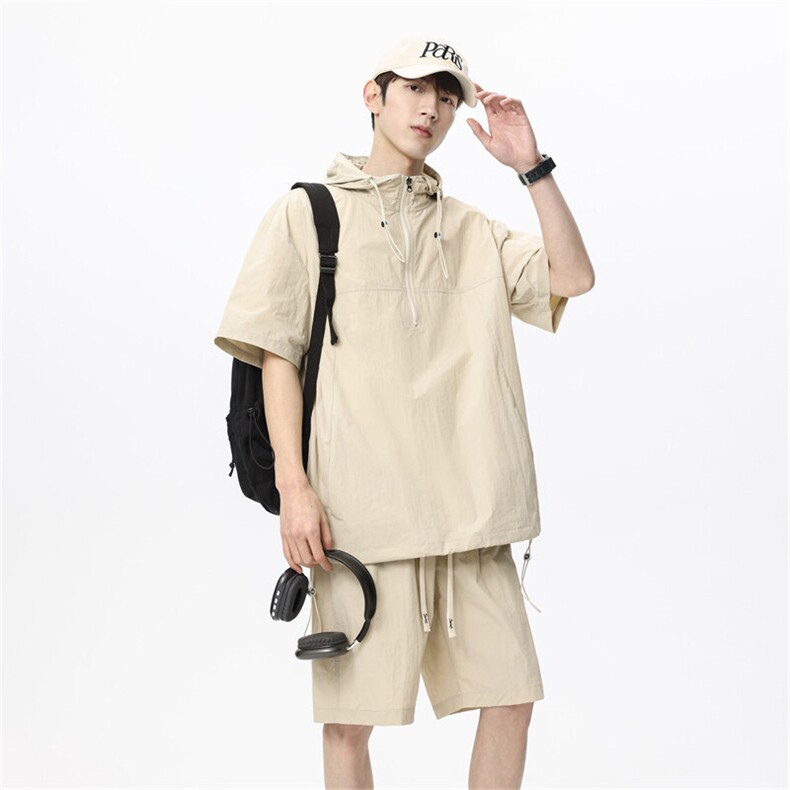 夏季新款卫衣男短袖高级感冰凉休闲短裤潮两件套A436-2529-P60,男装牛仔裤,电商A436