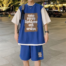 数据款冰感华夫格套装潮流休闲短袖短裤两件套FTZ3059-P55控78，男装牛仔裤，电商B370