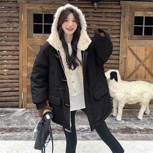 现货 牛角扣加厚羊羔毛连帽休闲派克服5832-P275-K408图片