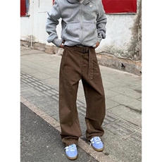 网络图#G6621、P68高品质水洗纯棉棕色黑色S-3XL，男装休闲裤，星座506A