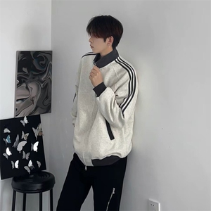 抖音得物高品质 美式高街重磅结构设计拼接织带立领卫衣外套 CM42图片