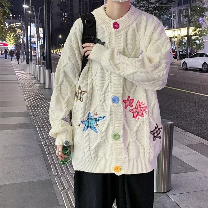春秋穿搭学院风毛衣宽松时尚休闲针织毛衣开衫外套,男装针织衫/毛衣,星座410-6（原星座1304-1）