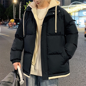 可二开~2025新款港风假两件棉衣男生连帽外套D4134-TP75 不图片