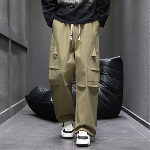 C066/P42 休闲裤男个性大码宽松潮男百搭长裤子运动直筒裤M-8XL图片