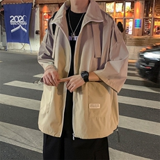 薄款夹克男女潮ins宽松百搭外套韩版潮流慵懒风七分袖上衣J12，男装夹克，电商A320