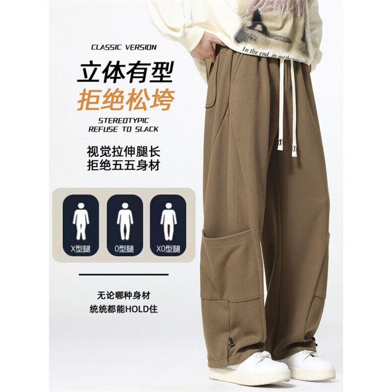 裤子男春季显瘦直筒休闲长裤美式宽松运动裤男卫裤 A436-2567-P45图片
