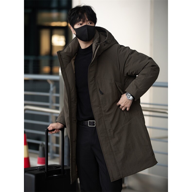 鹅绒服标50街拍男士中长款连帽鹅绒羽绒服保暖外套8629-P325，男装羽绒服，电商B328