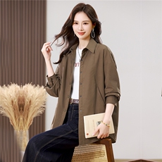 2025年秋冬新款长袖休闲衬衫外套百搭直筒型，女装短外套，小林双子