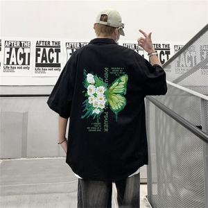 电商DSA028-MDSP834 夏季新款港风百搭潮流印花短袖衬衫男图片
