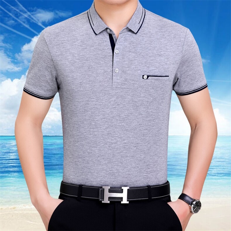 爸爸夏装短袖棉t恤中老年人男装夏季上衣中年男士polo衫夏天衣服,男装T恤,电商B212（原钱塘6029）