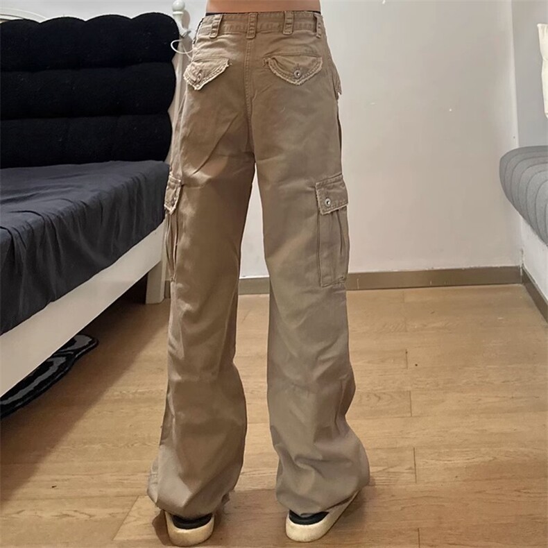 美式水洗复古做旧工装裤男女直筒宽松多口袋褶皱休闲裤LS6022-P68,男装工装外套,星座1008