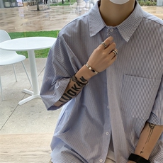 高品质夏款男短袖衬衫条纹五分袖衬衣CS19P33，男装衬衫，星座1013-1