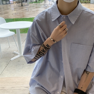 高品质夏款男短袖衬衫条纹五分袖衬衣CS19 P33图片