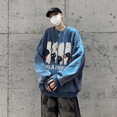 美式潮牌重磅水洗做旧连帽卫衣力推大码男XZ517A-2-Y7753-P58，男装卫衣，星座517A-2