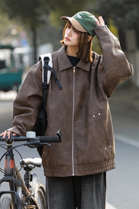 春款机动皮衣美式潮牌骑行服皮夹克外套二开A406 JK3518 特P85图片
