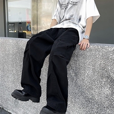 美式复古大口袋休闲工装裤男潮街头百搭宽松直筒阔腿裤B6166-P63，男装工装外套，星座1008