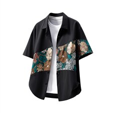 1绣花拼接成分：聚酯纤维M-5XL大码短袖衬衫男DCS7743P42控68，男装T恤，星座226-2