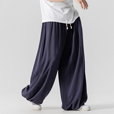 夏季新款大码日系风亚麻棉麻休闲直筒阔腿裤潮男女K303/P75，男装休闲裤，钱塘713