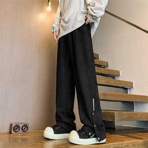8XL-M大码重磅麂皮绒裤子排扣直筒阔腿休闲长裤微喇裤KZ1920/P65图片