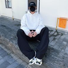 抖音得物高品质二开秋冬美式高街重磅结构辑明线连帽卫衣外套W75，男装卫衣，电商A486-1