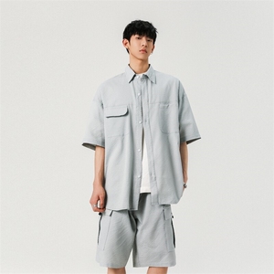 防蚊短袖套装衬衫男外套薄款宽松休闲衬两件套A406 TZ2976 特P68图片