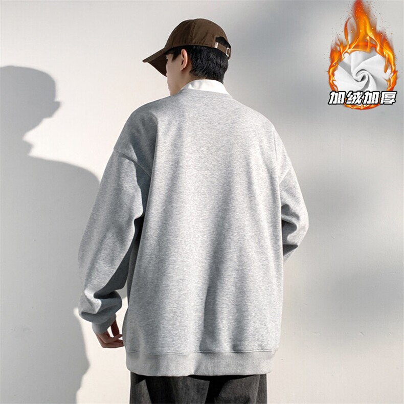 2024冬季新款港风光影墙大码华棉真超绒卫衣M-5XHW241057-P50,男装卫衣,电商A022