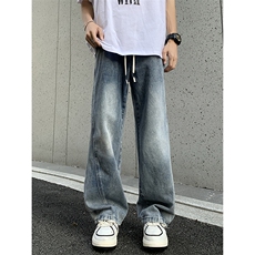 2024新款美式vibe潮流牛仔裤痞帅水洗做旧直筒垂感现货K8110-P43，男装牛仔裤，星座512-3
