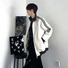 抖音得物高品质26春装美式高街重磅结构拼接织带立领卫衣外套CM42，女装短外套，电商A486