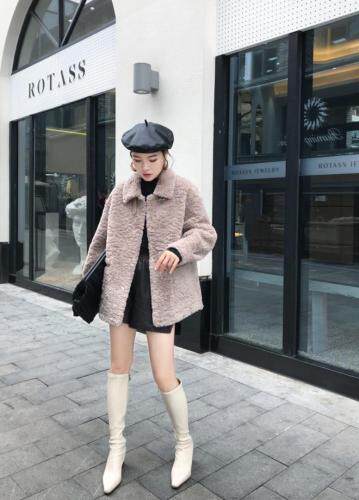冬季皮毛一体外套，莫卡熊手感超柔，女装，米朵拉