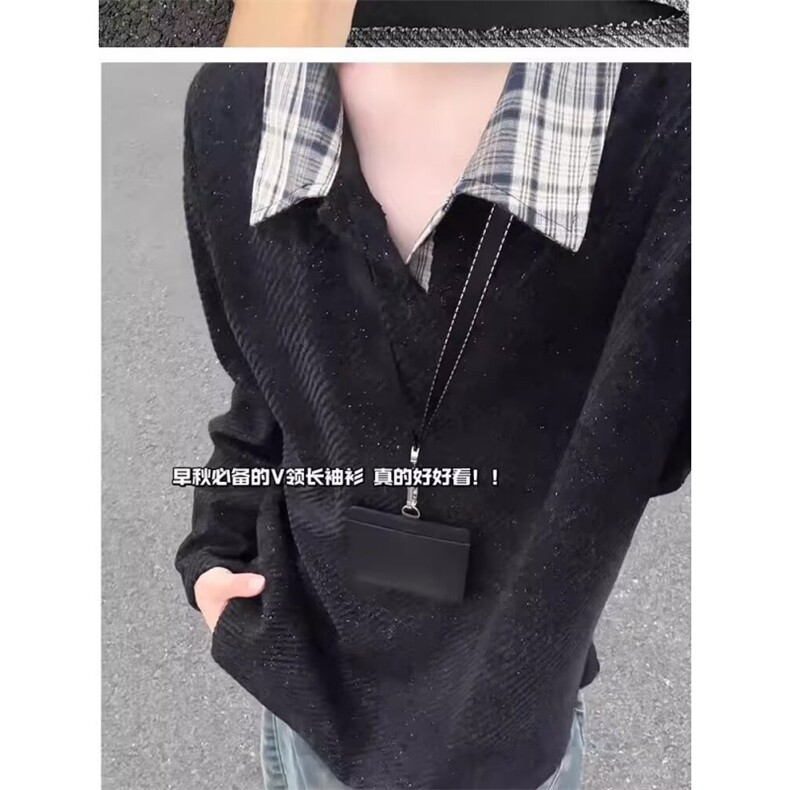 网络图现货潮流新款长袖POLOins时尚文艺慵懒气质上J3266-P40,男装Polo衫,星座715-7