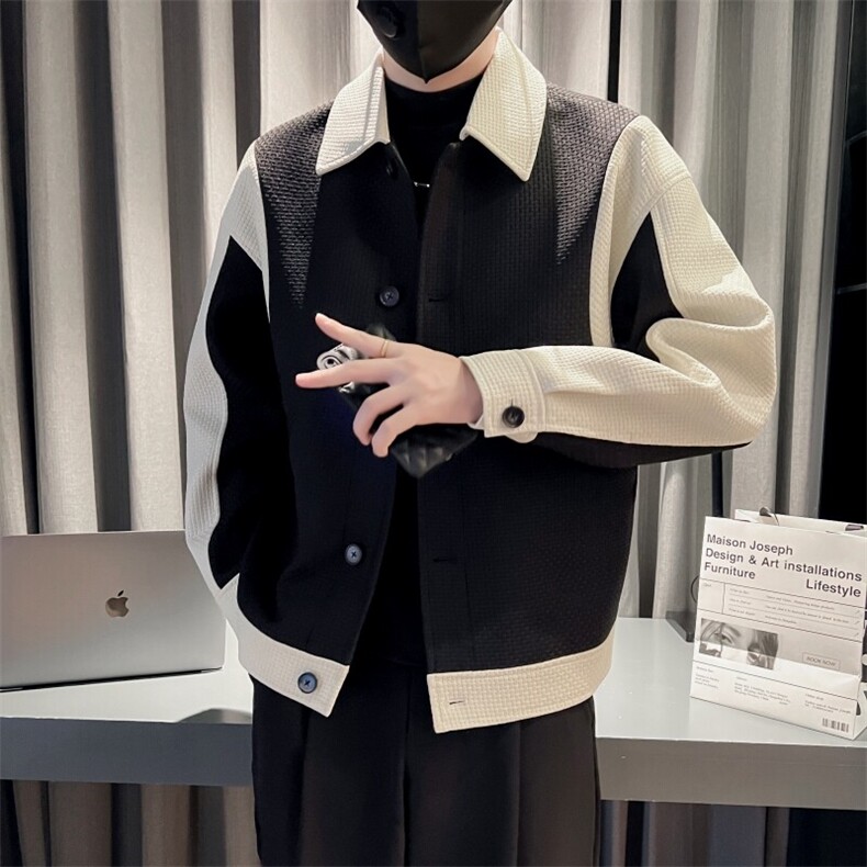 现货2025秋季社会小伙痞帅男小香风夹克外套JK23P95控128图片