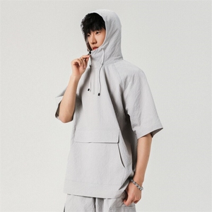 半拉链连帽polo衫短袖男夏季冰丝薄款宽松t恤 A406 T6063 特P42图片